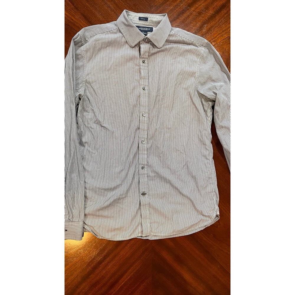 American Eagle Slim Fit Button Shirt Mens M Striped Cotton Casual